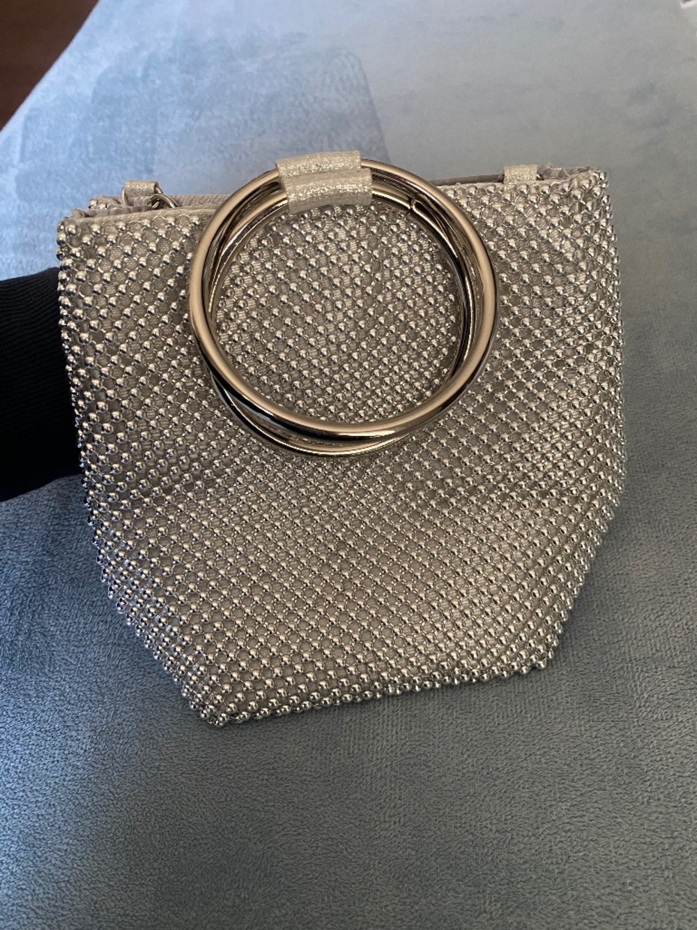 Stylish silver beaded purse